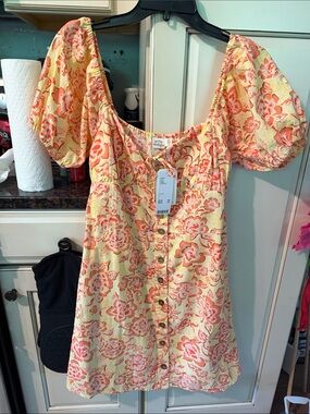 Wrangler Yellow Dress with Coral Floral Print